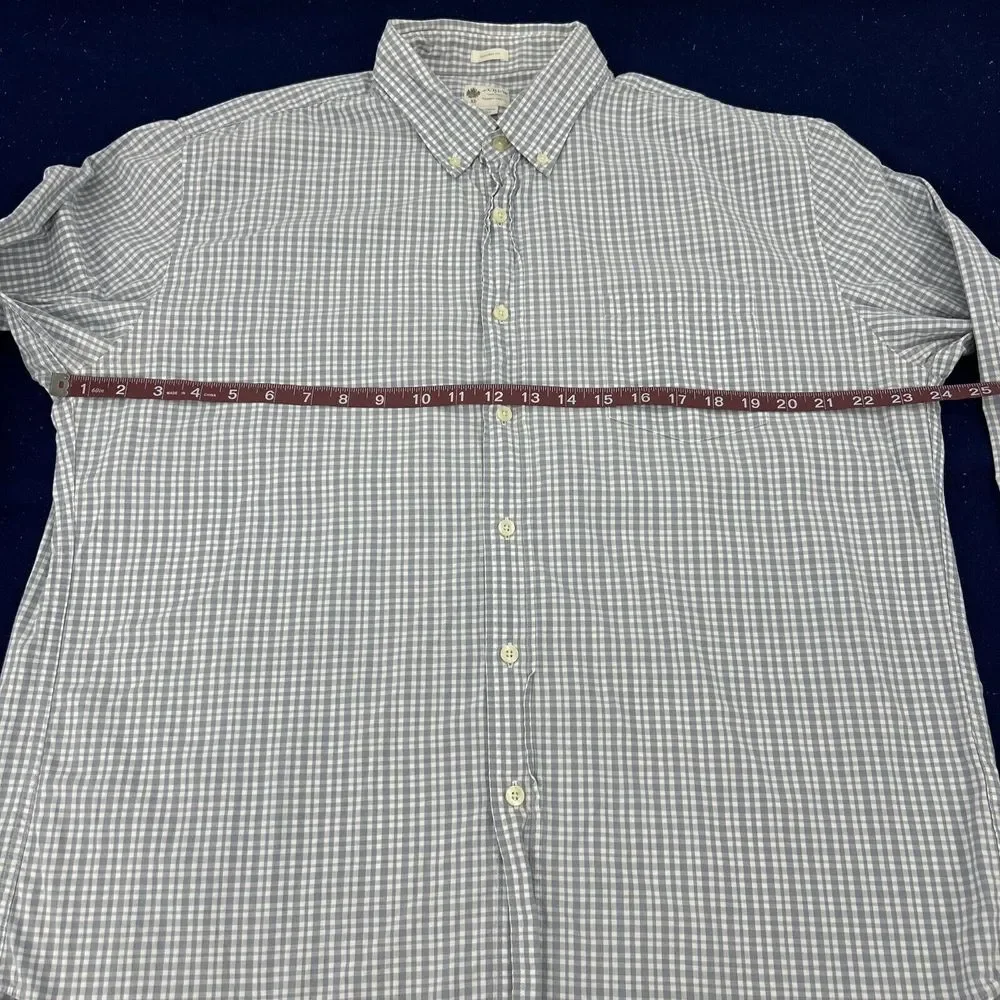 J Crew Shirt Men XL Gray White Plaid Button Down Washed‎ Casual Tailored Fit